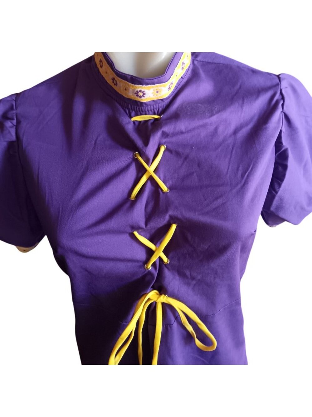 Tunic Top Purple Vintage Women's Small Mini Dress 1970's 1of1 Lace-Up True Mod